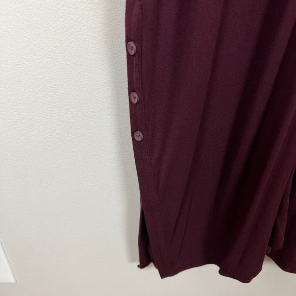 Universal Standard Shirt Dress Small 14 16 Burgundy Jersey Maxi Button Side Slit - Picture 4 of 14